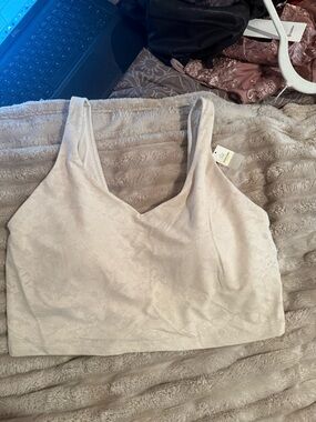 aerie Cream Lace Texture Tank Top